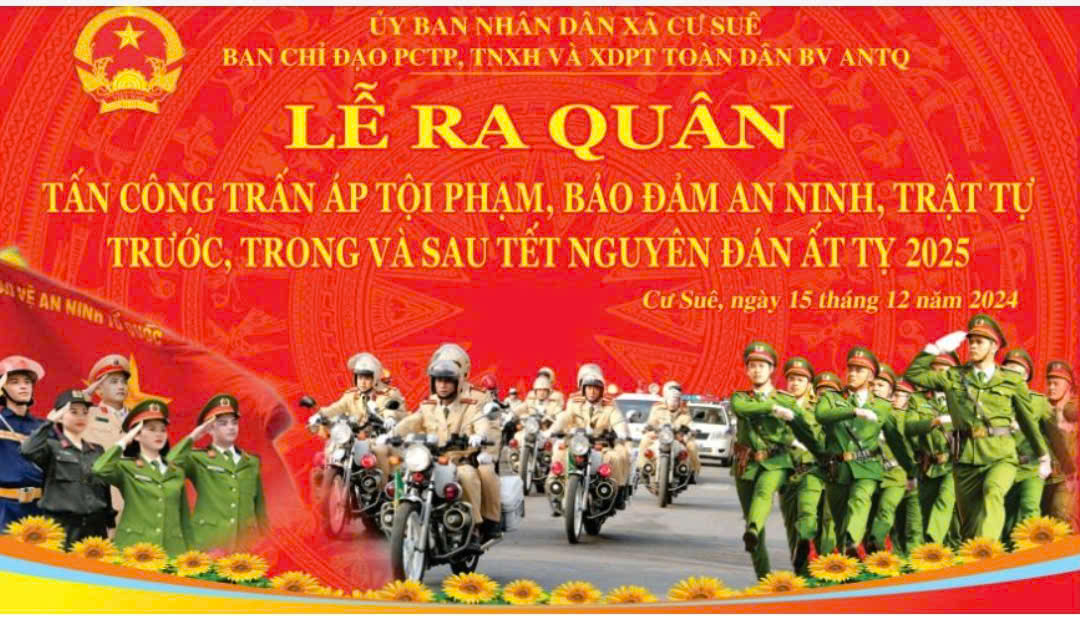 Công an xã Cư Suê tổ chức Lễ ra quân thực hiện cao điểm tấn công trấn áp tội phạm, đảm bảo ANTT Tết Nguyên đán Ất Tỵ 2025